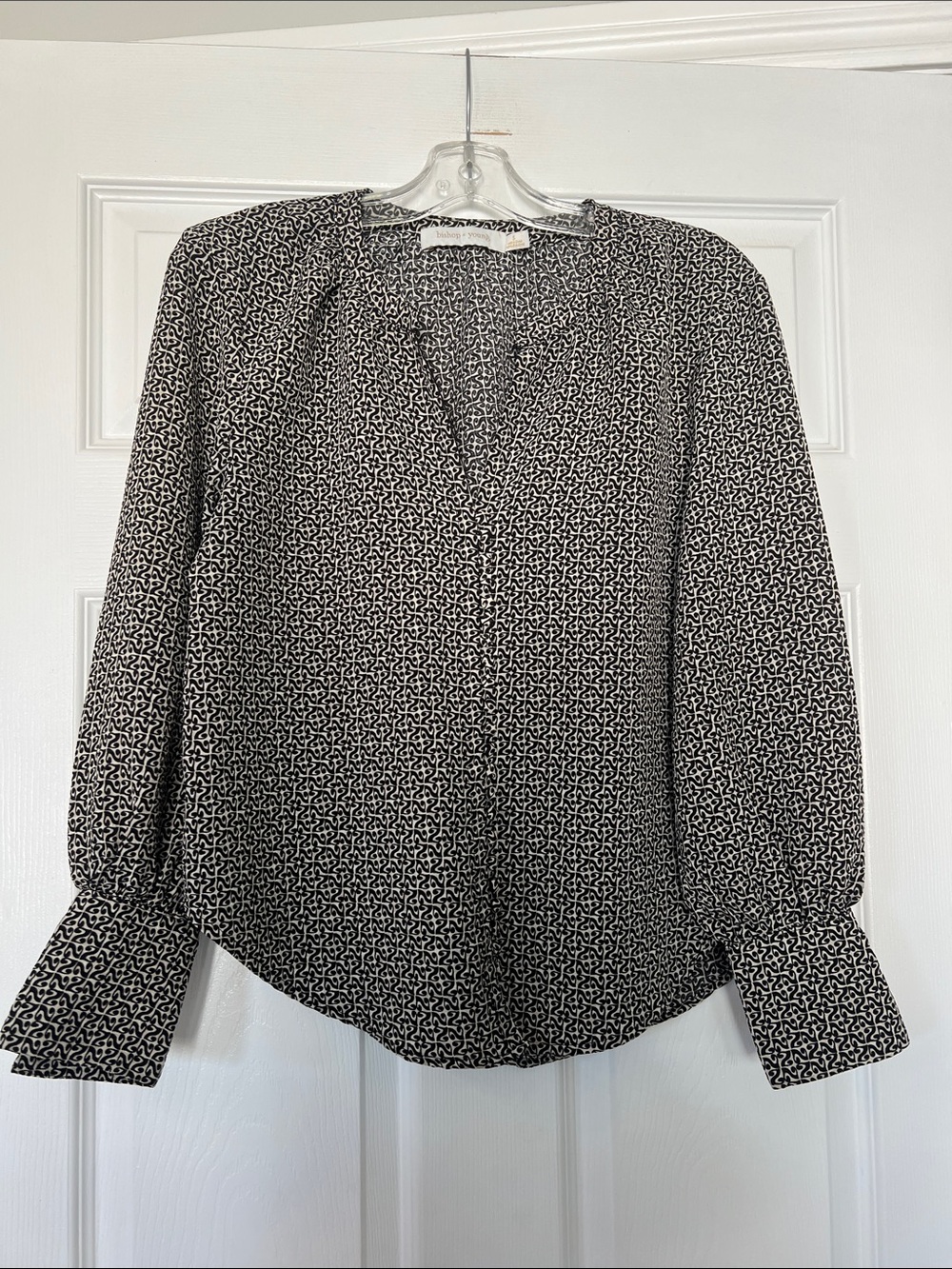 bishop + young Black & White Printed V-Neck Blouse
